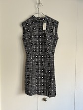 Anthropologie Dress GeometricHigh Neck Asymmetrical Black White Sleeveless