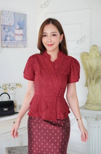 LAOS/THAI TRADITIONAL LACE/SILK BLOUSE SHIRTS - #05 Chest Sizes 32" - 46" - Picture 74 of 103