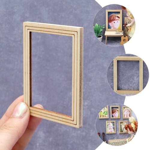 4PCS Wooden Mini Photo Frame for Dollhouse Unfinished DIY Decoration - Picture 4 of 12