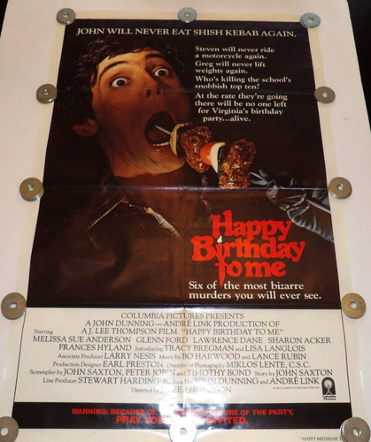 1981 HAPPY BIRTHDAY TO ME ORIGINAL 27X41 ONE SHEET MOVIE POSTER HORROR SLASHER