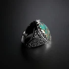 Authentic Turkish Silver Ring with Striking Turquoise Stone Exquisite Men's Ring
