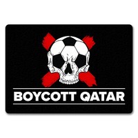 Boycott Qatar FußMatte In 35X50 Cm Ohne Rand Mit FußBall-Totenkopf