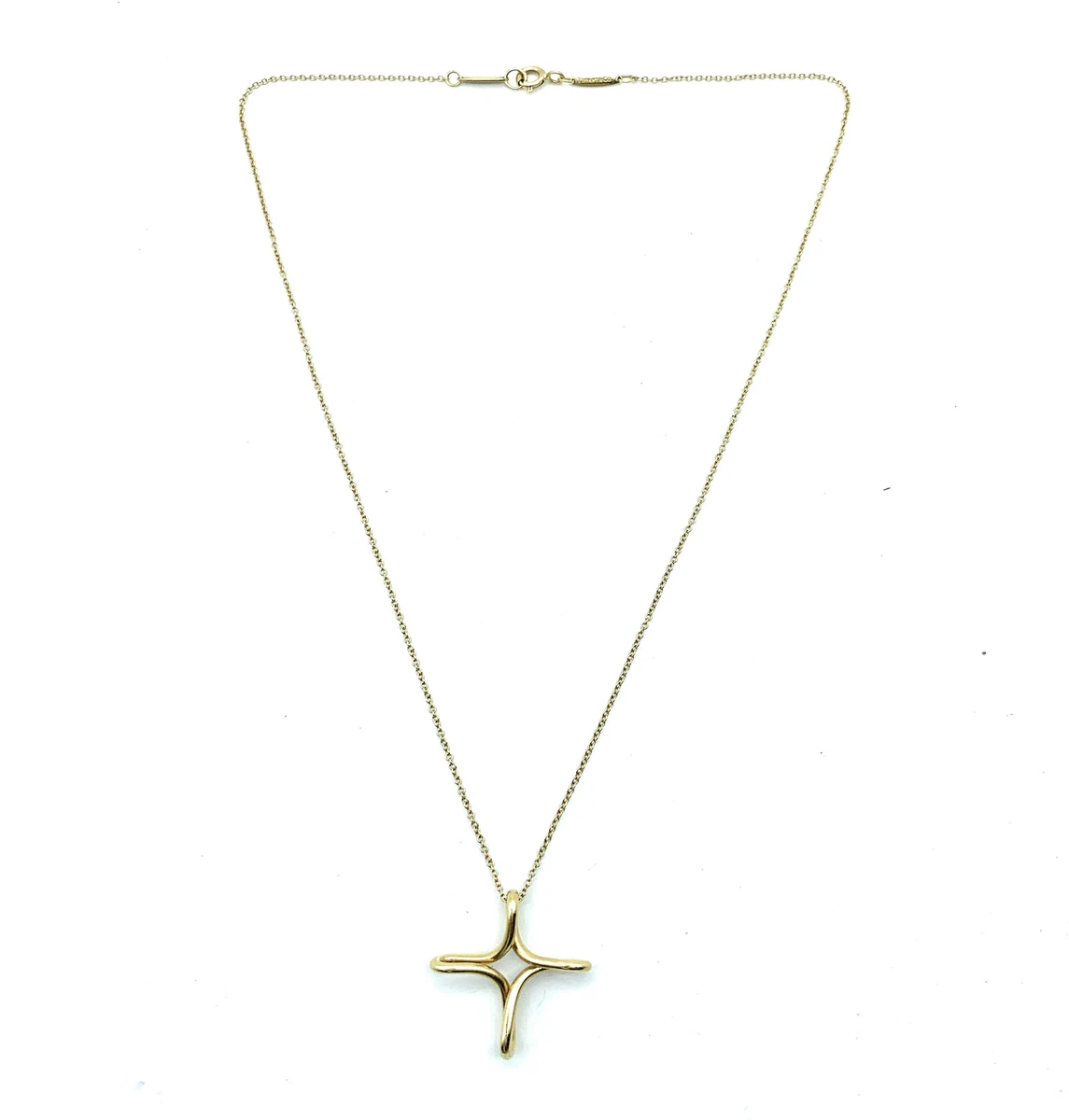 Tiffany Co. 18K Elsa Peretti Infinity Cross Pendant Necklace eBay