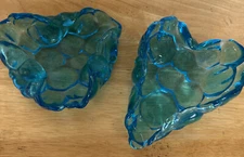 VTG glass Mid Century Modern Ashtrays/dishes  Pebble Bubble bulbous set of 2