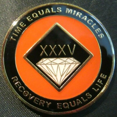 Narcotics Anonymous 35 Year Orange Medallion NA Clean Coin Chip Token