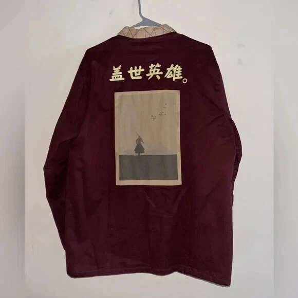 Mr. Donoo Oysa Maroon Shirt Jacket Samurai Graphic Long Sleeve, Size XL Men's - Image 2 of 3