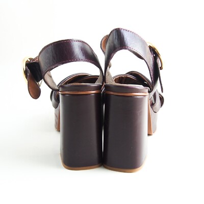 See by Chloe Lyna Sandals Heels Burgundy Leather Womens Size