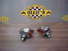 Bullet Lights Visor Amber Glass Lenses Hot Rod Trog Harley Indian Guide P-h7