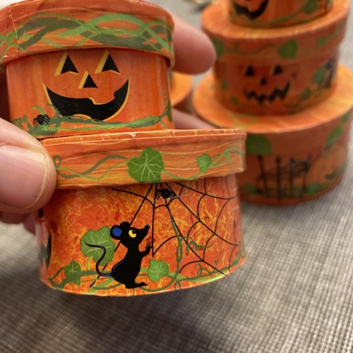 7 Piece Halloween Nesting Boxes Pumpkins Rat Spider Web - Picture 4 of 10
