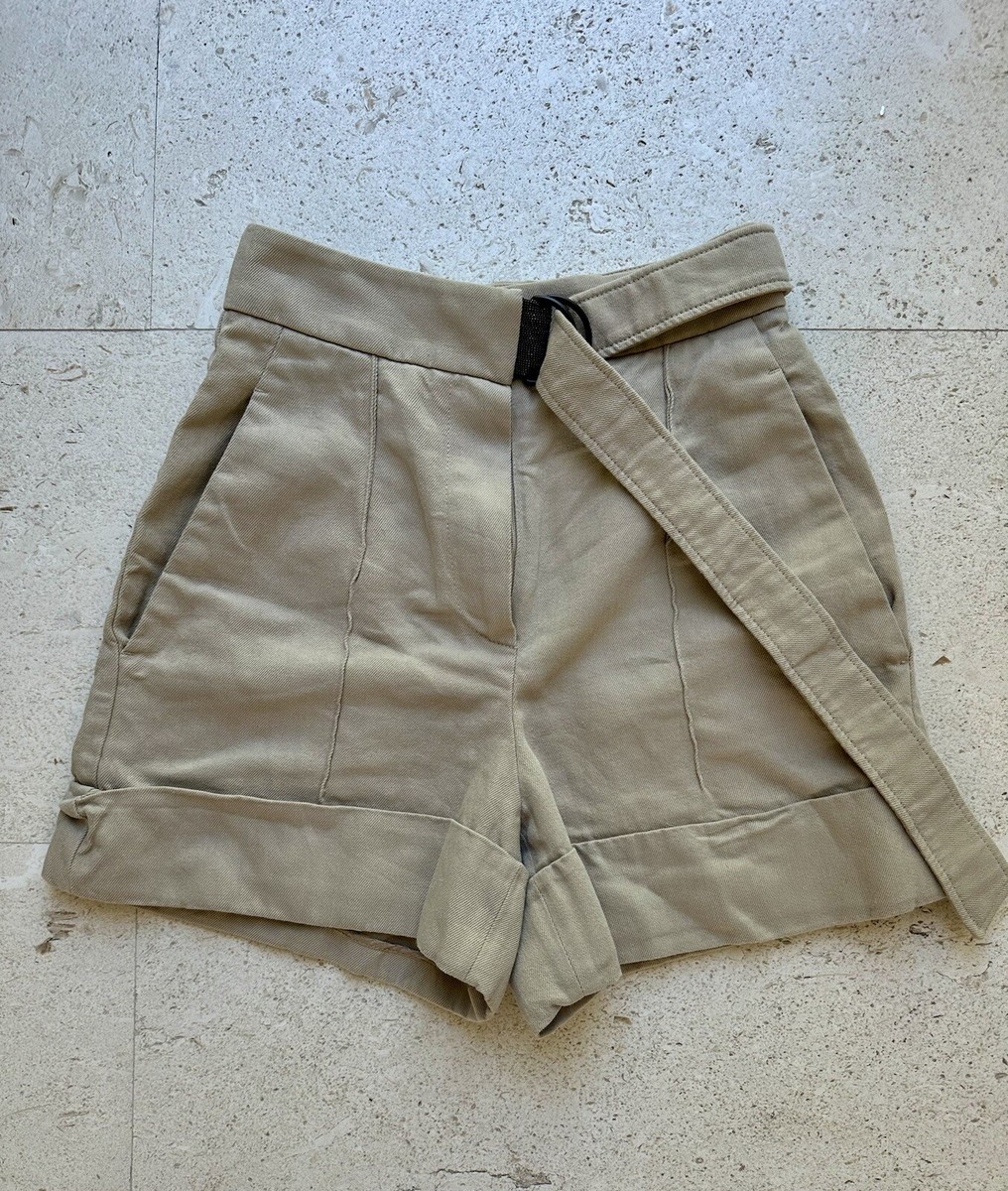 Brunello Cucinelli Women Beige Bermuda Shorts Belted Cotton