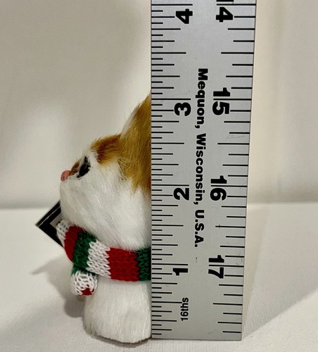 Weihnachten Katze Ornament pelzig weich Schal Urlaub orange weiß klein Mini Neu mit Etikett - Bild 6 von 10