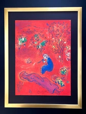 MARC CHAGALL + 1977 BEAUTIFUL SIGNED  PRINT FRAMED + BUY IT NOW!!