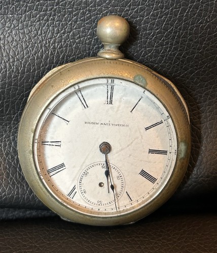 1887? Antiguo reloj de bolsillo Elgin National Watch Co. cuerda con llave para piezas, sin llave