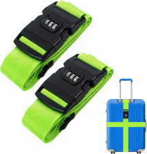 2 Stück Koffergurt mit Zahlenschloss, 200 * 5cm Kofferband, Einstellbare Kreuz K