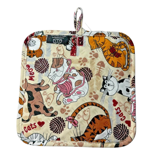 David Schark Porta Pentole Gatti Hot Pad Tessuto Trapuntato Decorazione Cucina Regalo - Foto 1 di 6
