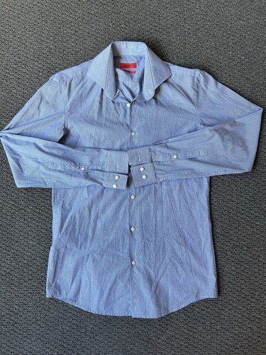Hugo Boss Slim Fit Button Up Shirt Blue Pinstripe Size 38/ M Men’s