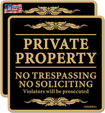 No Trespassing Signs 2-Pack Private Property No Soliciting Warning Sign 12 X 12