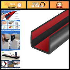Self-Adhesive Rubber Edge Trim Protector - 20ft U Channel for 3/4" Wood, Black