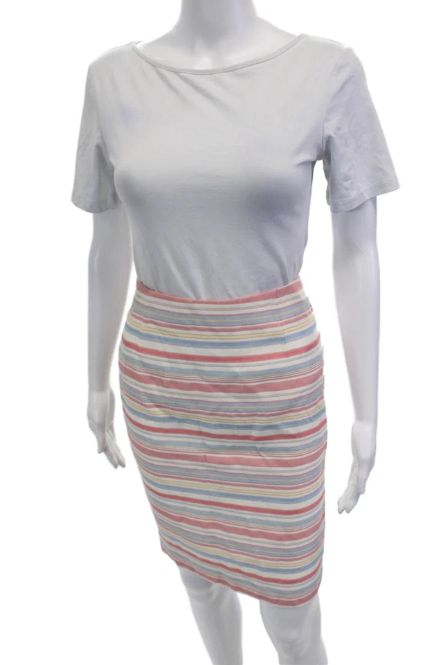 Falda lápiz O Oscar De La Renta para mujer a rayas bloques de color espalda con cremallera talla 4 Foto 2 de 4