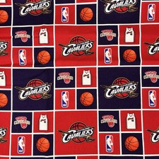 NBA Cleveland Cavaliers Retro Block Pattern Sykel Cotton Fabric 1 yd x 43" wide