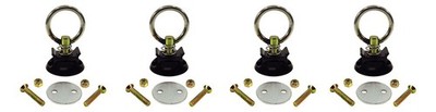 Pit Posse L Track Anchor Ring Aluminum Tie Down S Track Cargo Trailer- 4pc/Black