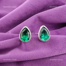 925 Silver Lab Green Emerald Gemstone Party Wear Designer Dads Cufflinks Jewelry