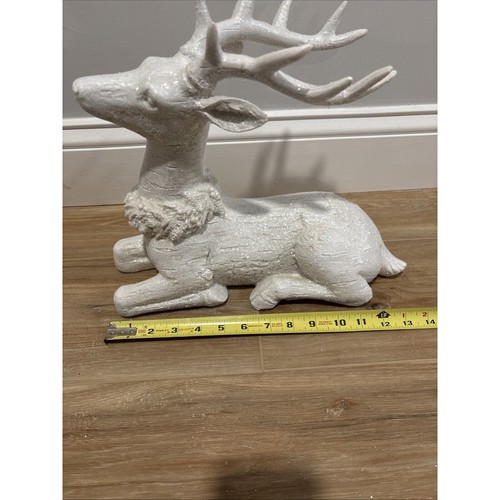 Reindeer Decor White Glitter 14x12” Christmas Holiday Decorations - Picture 7 of 8