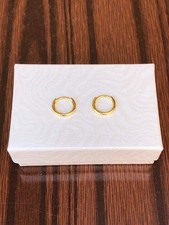 925 Sterling Silver Plain Huggie Hoop Earrings TINY Gold Hoops 10.5mm/8mmx1.25mm