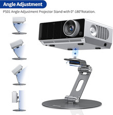 PS01 Projector Foldable Mount Stand, Angle Adjustable Projector Stand with 1/...
