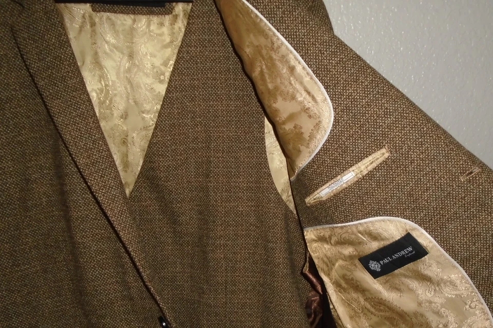 Traje de colección Paul Andrew Inglaterra Chaqueta con chaleco Marrón talla 52R estilo Ralph Foto 3 de 4