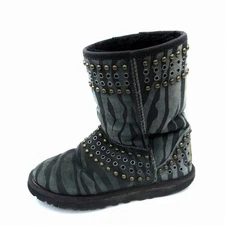 UGG × Jimmy Choo Kaia Suede Studded Boots Shoes Gray Zebra Women's Size US 6