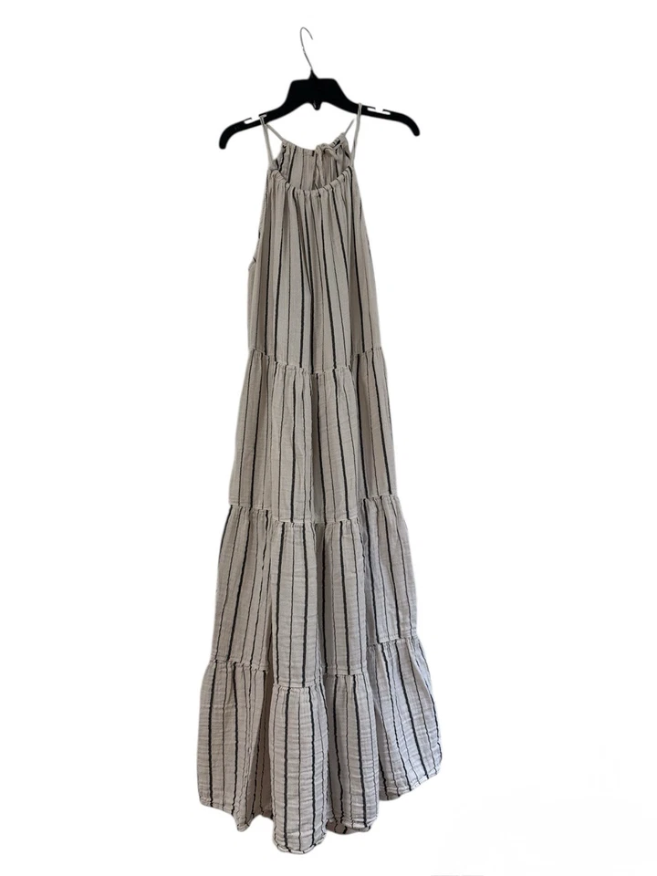 Maxi Vestido para Mujer Old Navy Midi con Volantes en Niveles Gauzy Rayas Talla L Foto 3 de 4