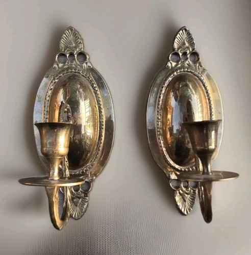 Juego De Colección De 2 Velas Cónicas Aplique Latón Macizo 9" Colgantes De Pared Hecho En India