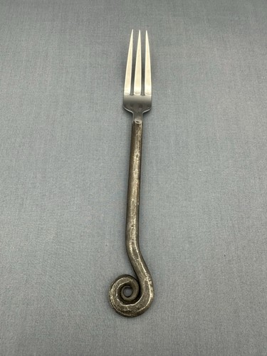 POTTERY BARN Stainless FIDDLEHEAD Flatware BLACK OXIDIZED Thailand 6 PIECE SET - Picture 6 of 17