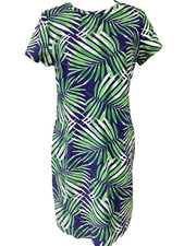 Old Navy Womens Tropical Print T Shirt Dress Green Short Sleeve Casual M