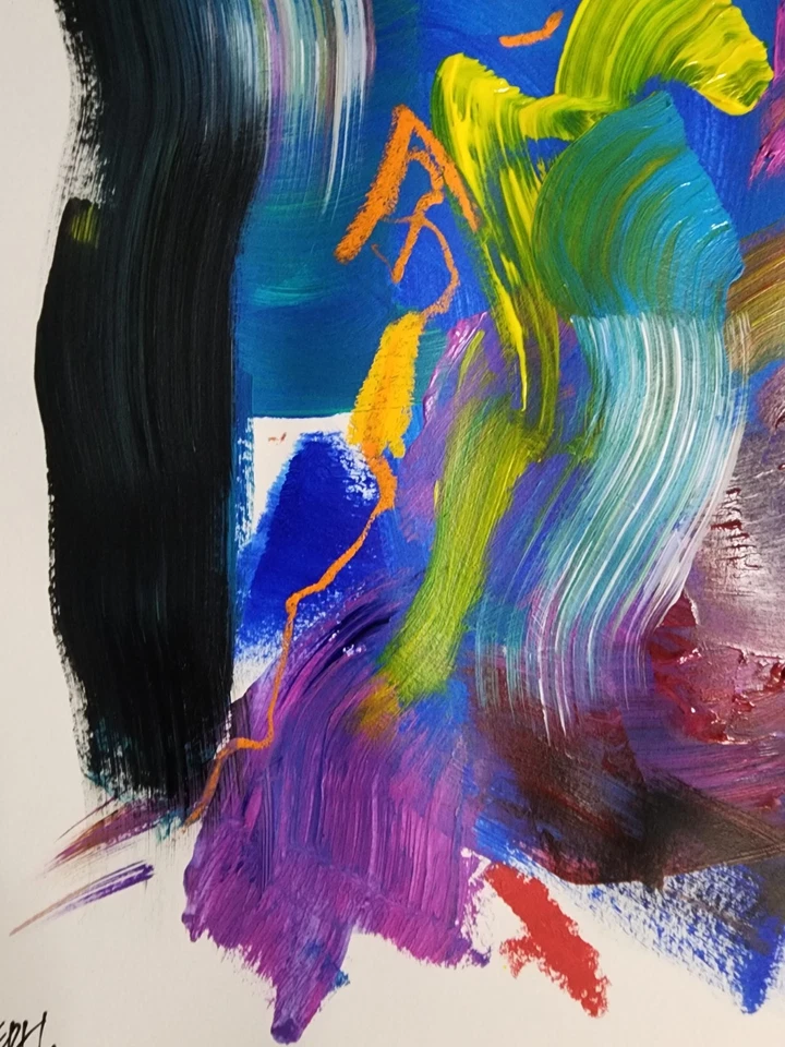 Arte Original Overtone 14x11 Abstracto Expresionista Pintura Original Sobre Papel Foto 4 de 4