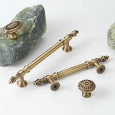 Solid Brass Cabinet Handle ø28/32mm Drawer Knob 3.8"/5"/6.3" CC Cabinet Pull