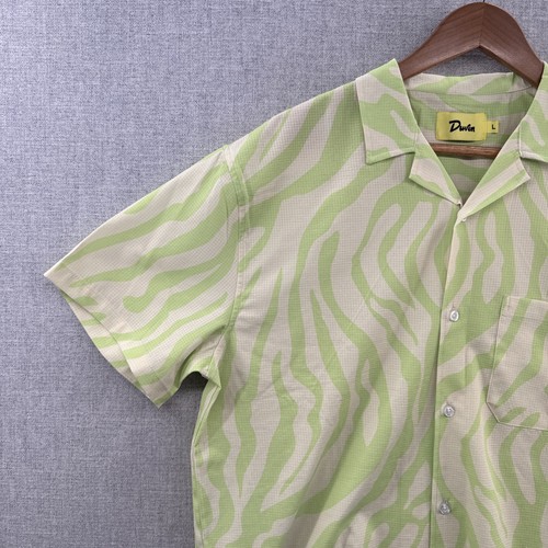 NEW DUVIN Leisure Stretch Shirt Mens Large Green Short Sleeve Button Up Hawaiian - Picture 2 of 16