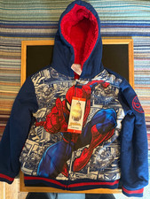 Spider-Man Boys Girls Hoodie Multicolor Plush Pockets Full-Zip Marvel - Size 6