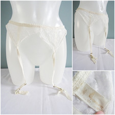 Vintage Suspender Belt 1980s Formfit Ivory Lace Stockings Garter Clip Ladies 80s