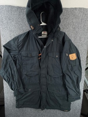 Fjallraven Jacket Sarek Trekking G-1000 Men Navy Blue Hooded Large Pockets