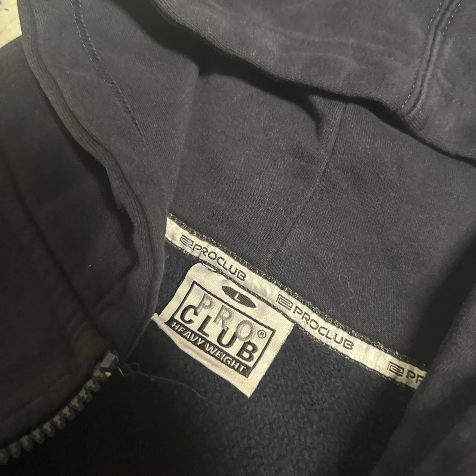 ProClub navy heavyweight zip up hoodie - Image 4 of 4