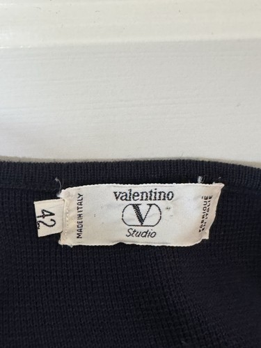 Vintage 90’s Valentino Studio Women’s Navy Blue Open Front Cardigan Jumper - Picture 9 of 13