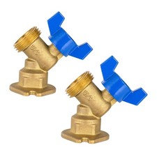 2 Pcs Hose Bibb Valve, 3/4" FIP x 3/4" MHT Brass Plumbing Fitting Blue , for...