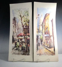 Paris Street Lucien Delarue Signed Lithograph Print Tertre & Rue Barre 501 & 503