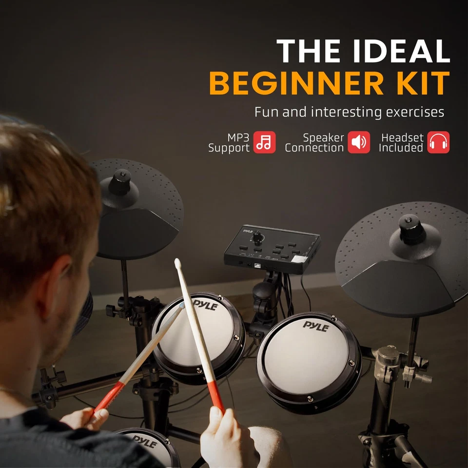 Juego de batería electrónica Pyle con 4 almohadillas de malla silenciosa Foto 3 de 4