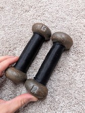 Par de mancuernas redondas vintage BUN de 2 lb de hierro fundido gimnasio en casa fitness levantamiento