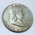 1957 Franklin Half Dollar, 90% Silver, Circulated Coin Free Shipping #8858