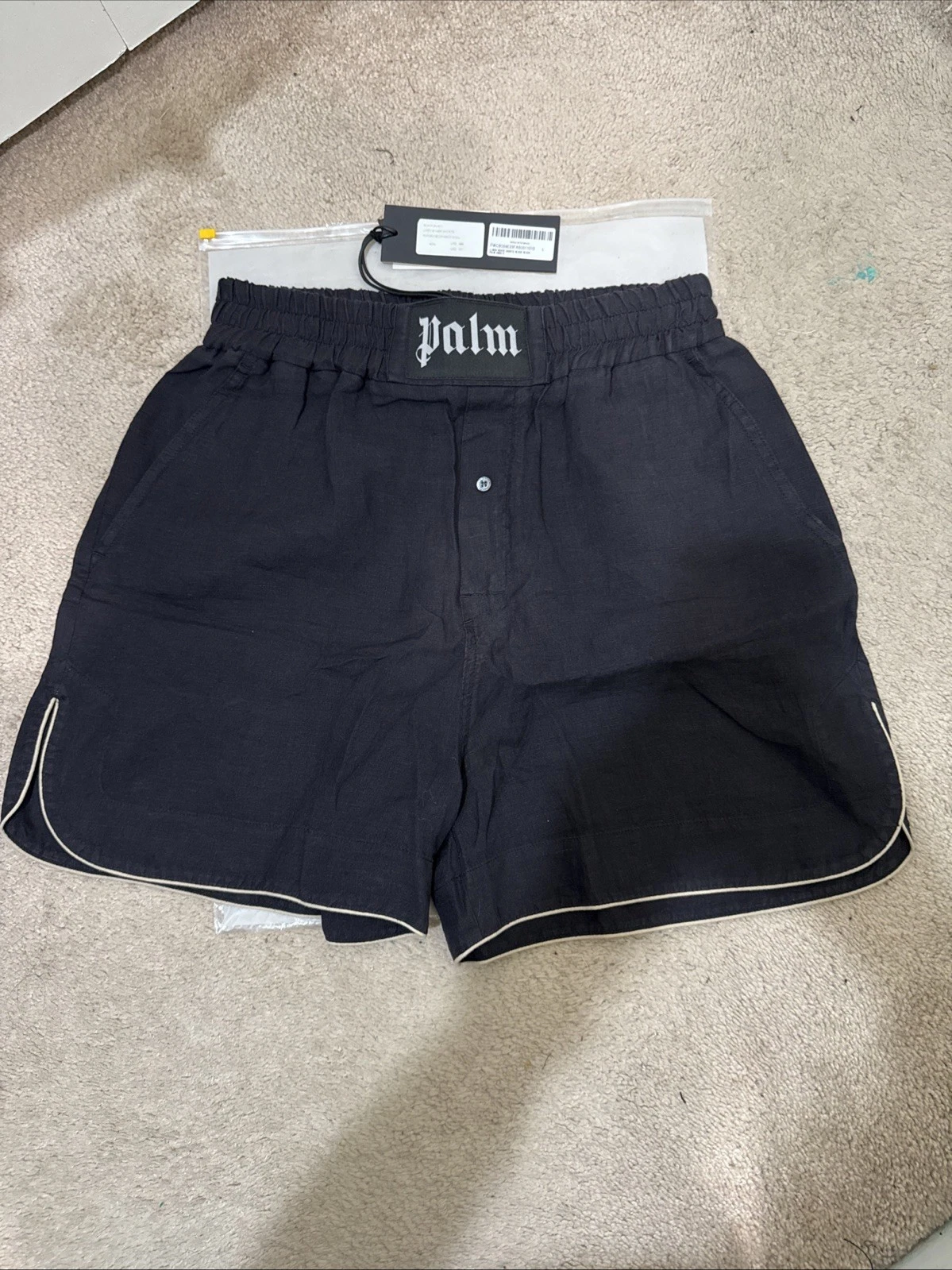 Linen Boxer shorts Black Black Woman Palm Angels PWCB039E23FAB0011010 Large
