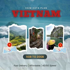 Vietnam eSIM 5GB to 20GB | 4G/5G Data Plan | Same-Day Delivery | Easy Setup